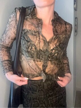 Snake Print Skirt Set - Olive & Black